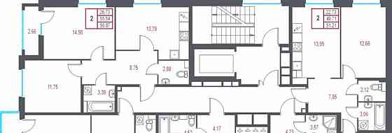 2-комн. квартира, 51.21 м2, 2/10 эт. Санкт-Петербург