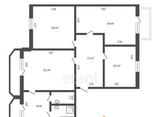 4-комн. квартира, 132.3 м2, 4/5 эт. Благовещенск