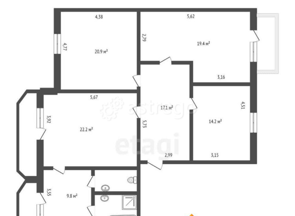 4-комн. квартира, 132.3 м2, 4/5 эт. Благовещенск - изображение 5