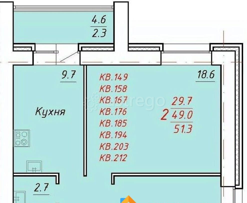 2-комн. квартира, 51.3 м2, 8/9 эт. Новоалтайск - изображение 1