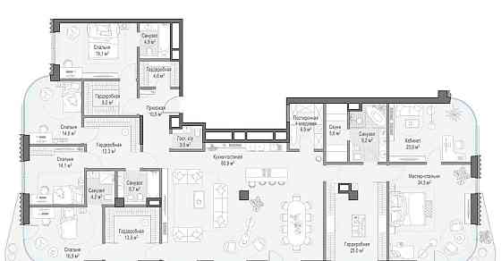 6-комн. квартира, 317 м2, 10/14 эт. Москва