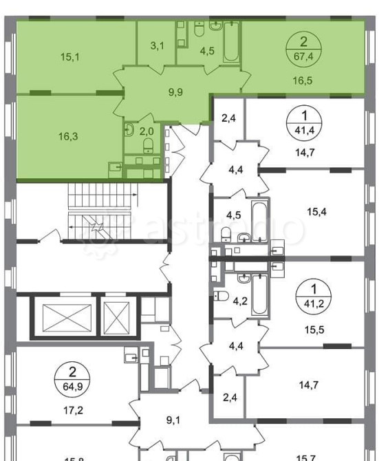 2-комн. квартира, 67 м2, 11/17 эт. Москва - изображение 4