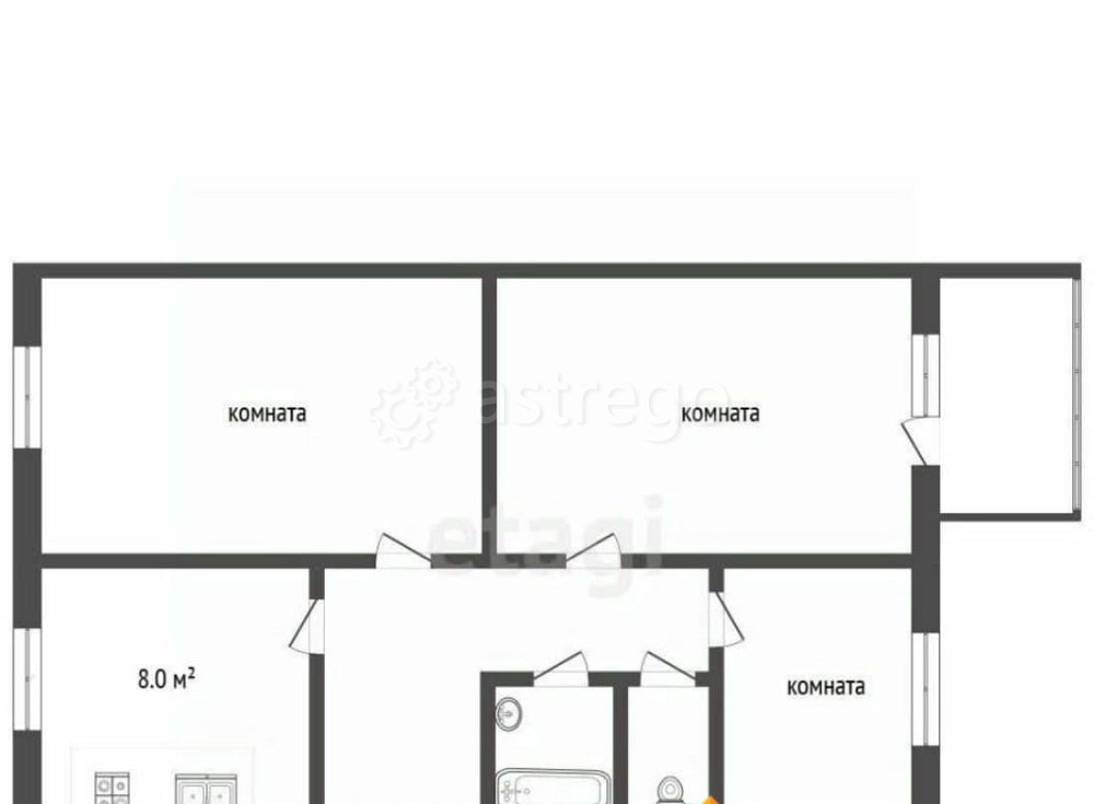 3-комн. квартира, 59.7 м2, 1/5 эт. Коряжма - изображение 7