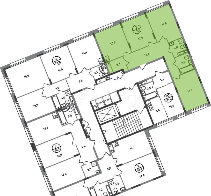 3-комн. квартира, 77 м2, 4/17 эт. Москва - изображение 4