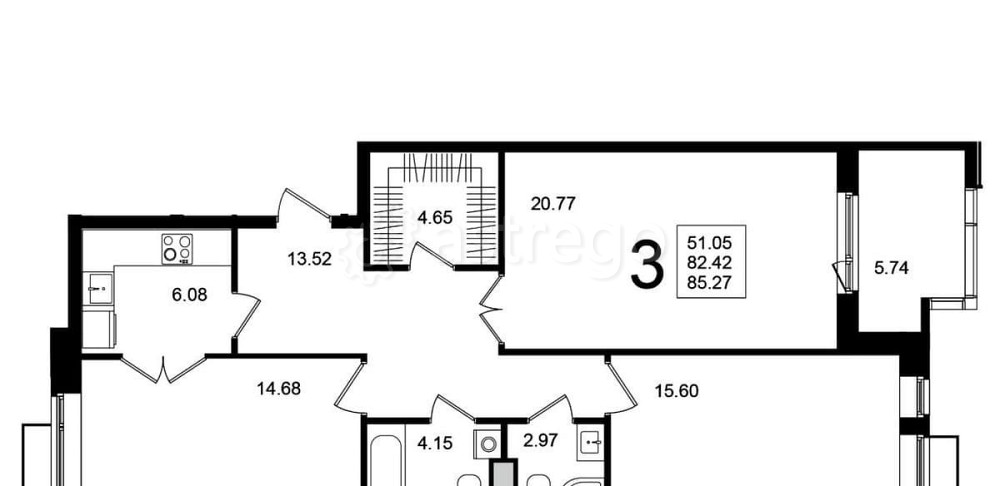 3-комн. квартира, 85.27 м2, 2/5 эт. Химки - изображение 1