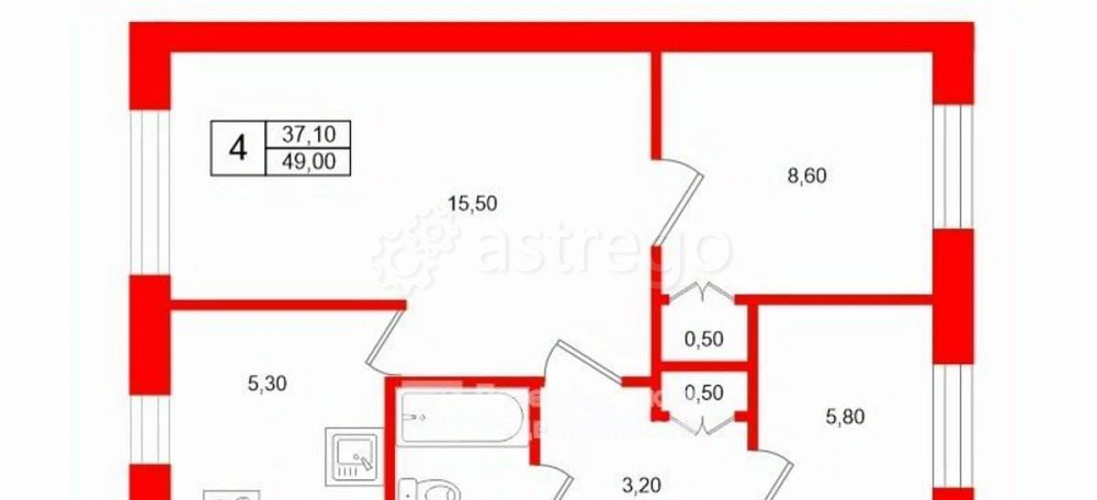 4-комн. квартира, 49 м2, 3/5 эт. Санкт-Петербург - изображение 7