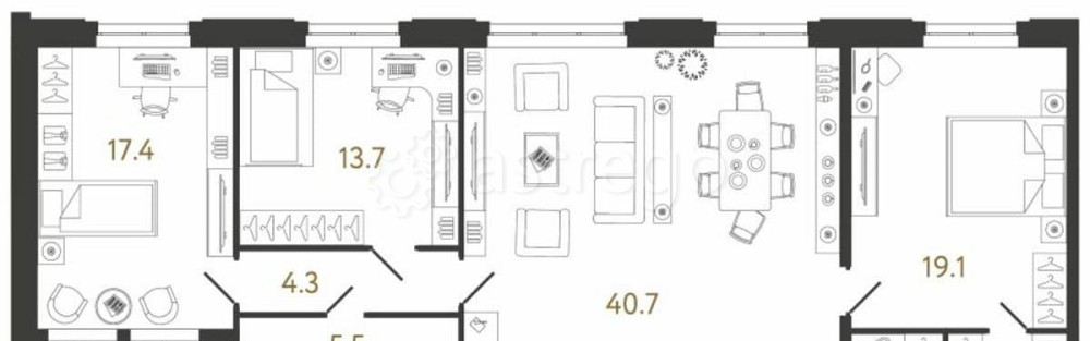 3-комн. квартира, 123.9 м2, 4/8 эт. Санкт-Петербург - изображение 7