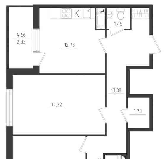 2-комн. квартира, 68.86 м2, 2/8 эт. Санкт-Петербург