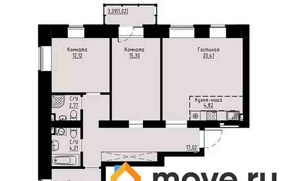 4-комн. квартира, 93.5 м2, 3/8 эт. Красноярск