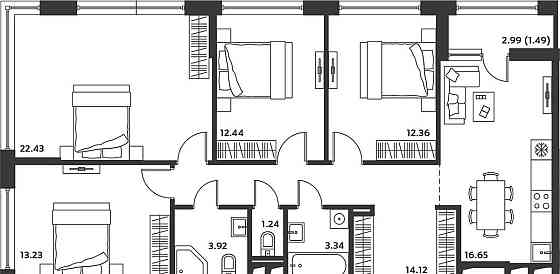 4-комн. квартира, 100.23 м2, 6/10 эт. Москва