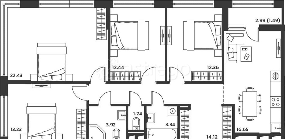 4-комн. квартира, 100.23 м2, 6/10 эт. Москва - изображение 1