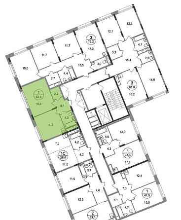 1-комн. квартира, 42 м2, 5/17 эт. Москва
