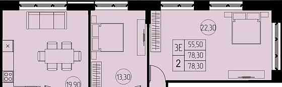 3-комн. квартира, 78.3 м2, 14/18 эт. Пушкино