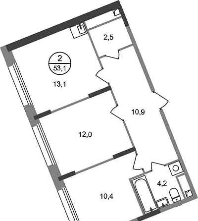 2-комн. квартира, 53 м2, 3/17 эт. Москва