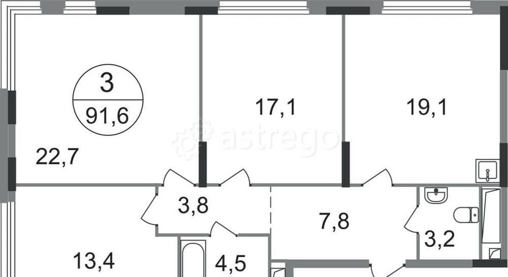 3-комн. квартира, 91 м2, 13/17 эт. Москва - изображение 1
