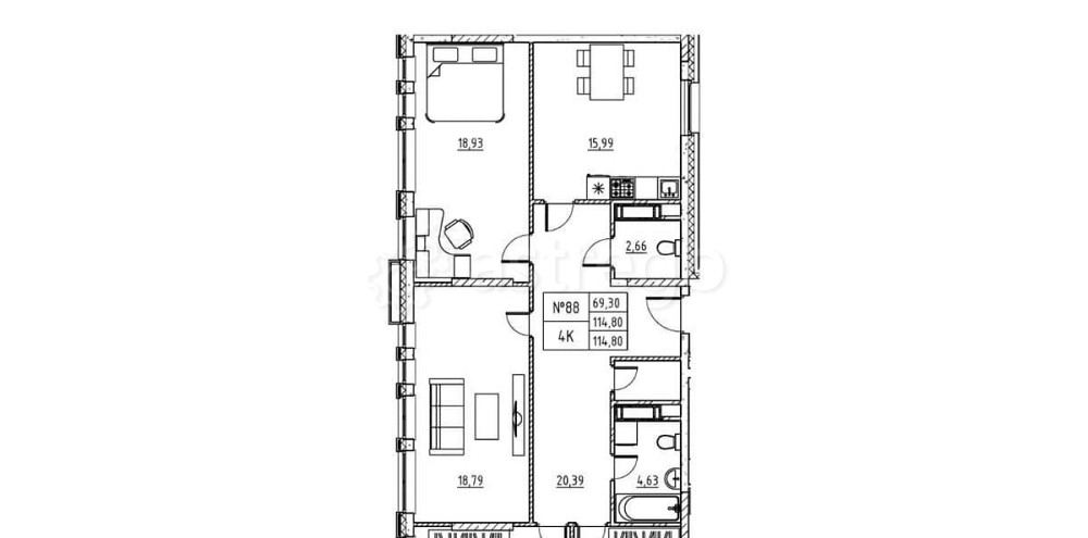 4-комн. квартира, 114.8 м2, 3/7 эт. Дубна - изображение 1