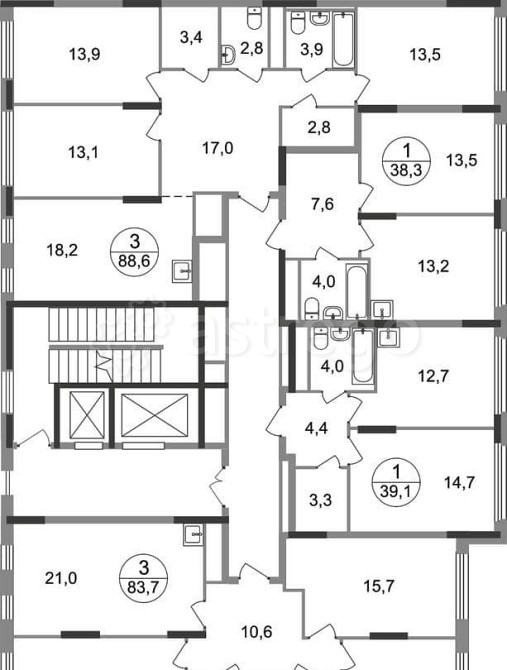 3-комн. квартира, 83 м2, 6/17 эт. Москва - изображение 10