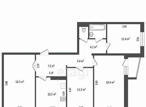 4-комн. квартира, 88.7 м2, 2/10 эт. Архангельск