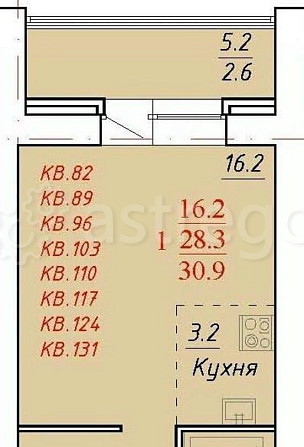1-комн. квартира, 31.9 м2, 5/14 эт. Новоалтайск - изображение 1