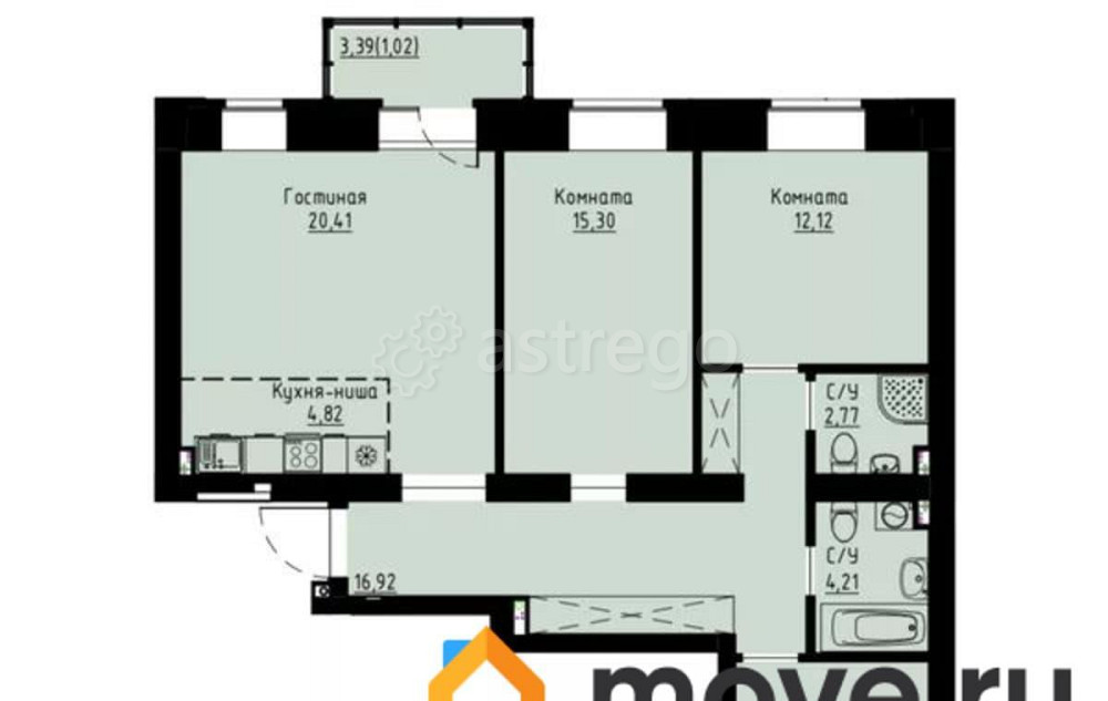 4-комн. квартира, 92.4 м2, 4/8 эт. Красноярск - изображение 1