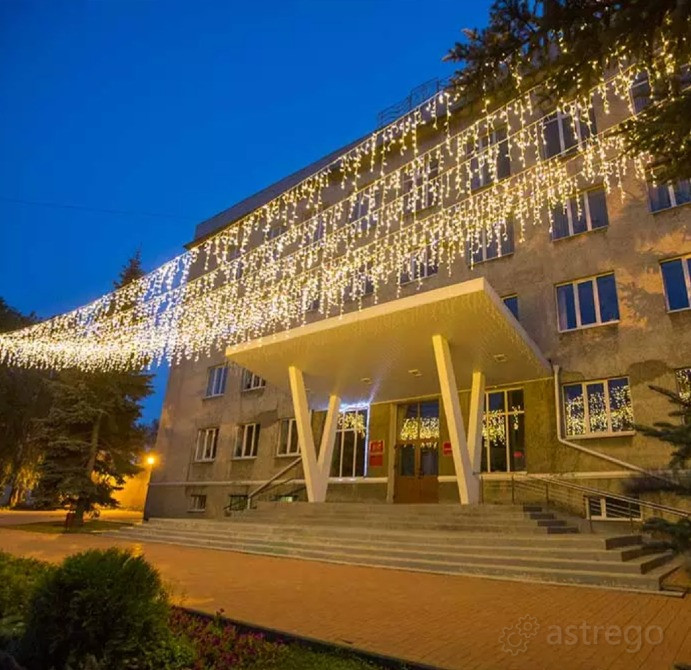 Гирлянда Бахрома Уличная каучук , белый провод, теплый свет, 3.0x0.6/0.5/0.4м., led, 220В. Казань - изображение 1