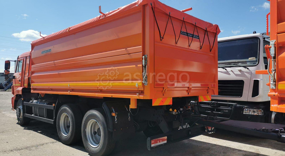 Самосвал КАМАЗ 65901Т 3-х сторонний 5200 мм с пологом+тентом и площадкой на 65115-4052-56 СпецАвтоКа Краснодар - изображение 1