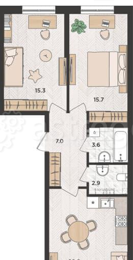 2-комн. квартира, 64 м, 2/9 эт. Новая Адыгея - изображение 1