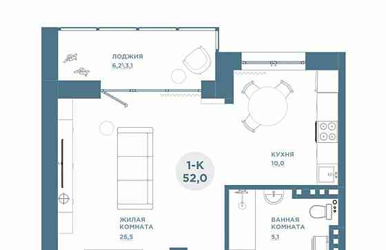 1-комн. квартира, 51.8 м2, 16/19 эт. Красноярск