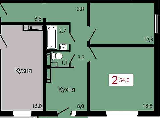 2-комн. квартира, 54.6 м2, 6/17 эт. Красноярск