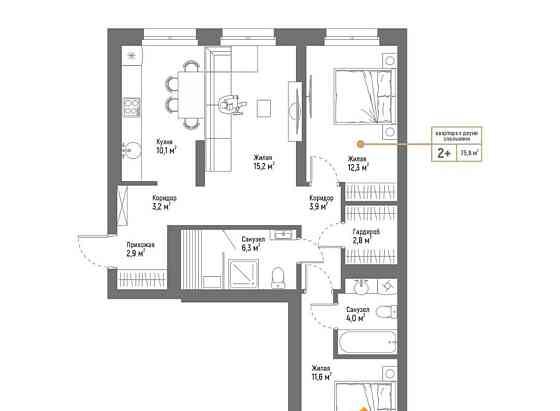 3-комн. квартира, 75.8 м2, 4/9 эт. Стерлитамак