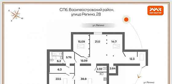 4-комн. квартира, 166 м2, 5/5 эт. Санкт-Петербург