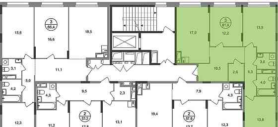 3-комн. квартира, 81 м2, 6/17 эт. Москва