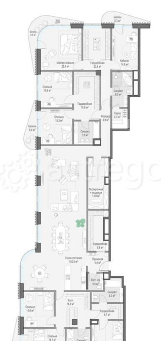 Многокомнатная квартира, 356 м2, 8/14 эт. Москва - изображение 2