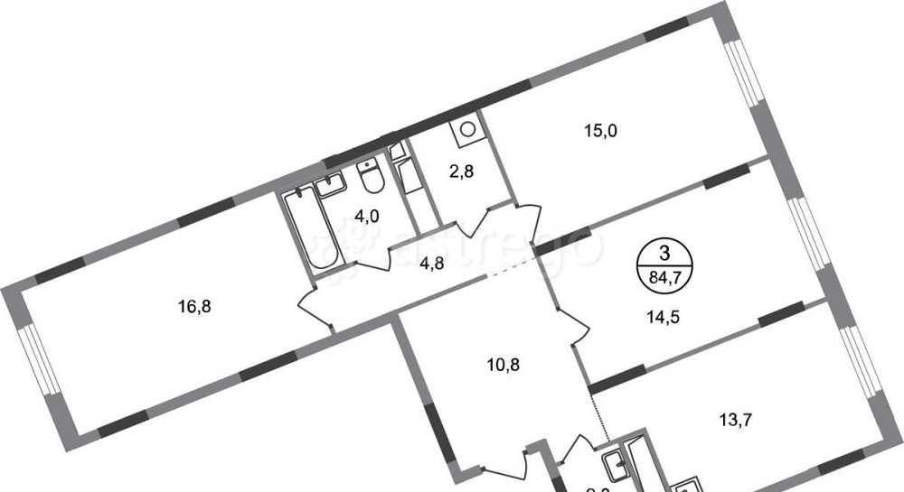 3-комн. квартира, 84 м2, 10/17 эт. Москва - изображение 1