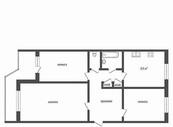 3-комн. квартира, 63 м2, 1/10 эт. Архангельск