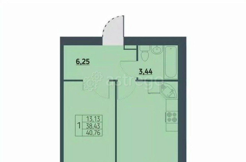1-комн. квартира, 40.6 м2, 7/9 эт. Красноярск - изображение 1
