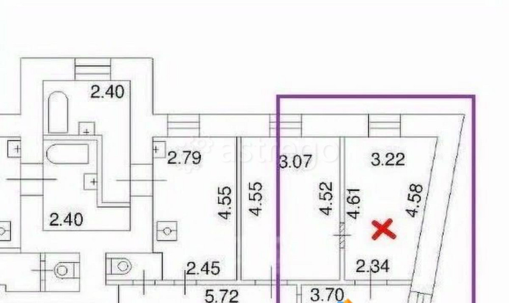 Комната, 25 м2, 4/4 эт. Москва - изображение 3
