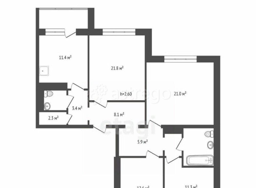 4-комн. квартира, 106.6 м2, 4/17 эт. Красноярск - изображение 1