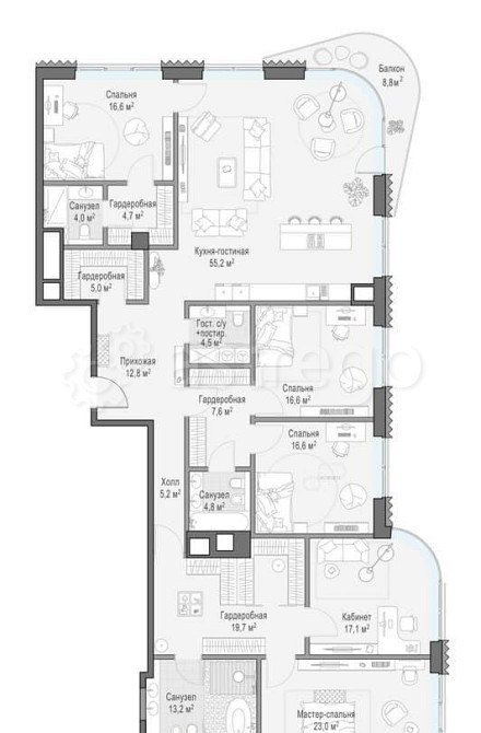 5-комн. квартира, 227 м2, 10/14 эт. Москва - изображение 1