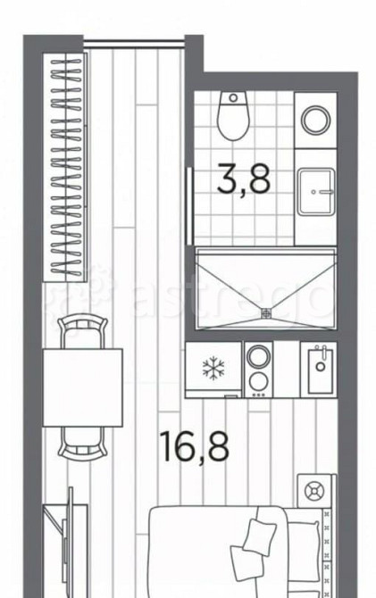 1-комн. апарт-ы, 20.6 м2, 13/13 эт. Санкт-Петербург - изображение 1