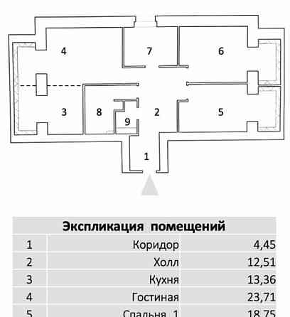 4-комн. квартира, 113 м2, 2/9 эт. Дубна