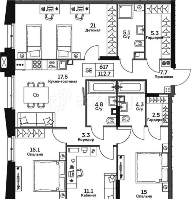 4-комн. квартира, 112.7 м2, 22/22 эт. Москва - изображение 1