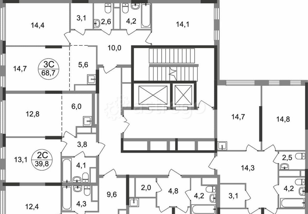 3-комн. квартира, 68.7 м2, 10/17 эт. Москва - изображение 3