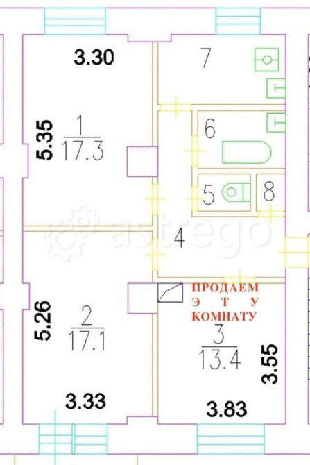 Комната, 13.4 м2, 4/6 эт. Москва - изображение 1