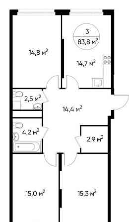 3-комн. квартира, 83 м2, 8/17 эт. Москва