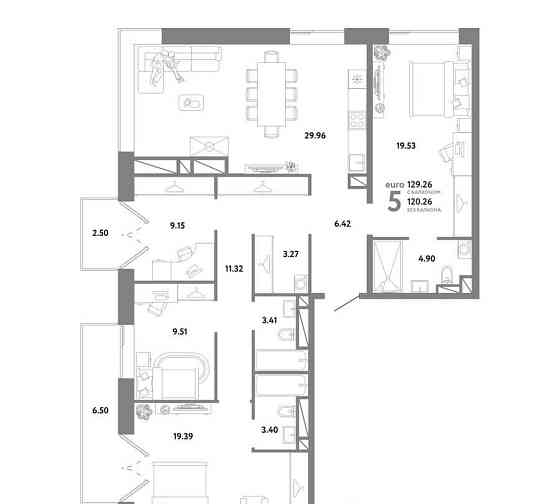 4-комн. квартира, 129.26 м2, 26/26 эт. Москва