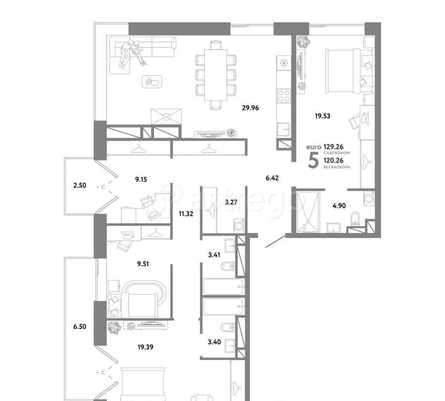 4-комн. квартира, 129.26 м2, 26/26 эт. Москва - изображение 1