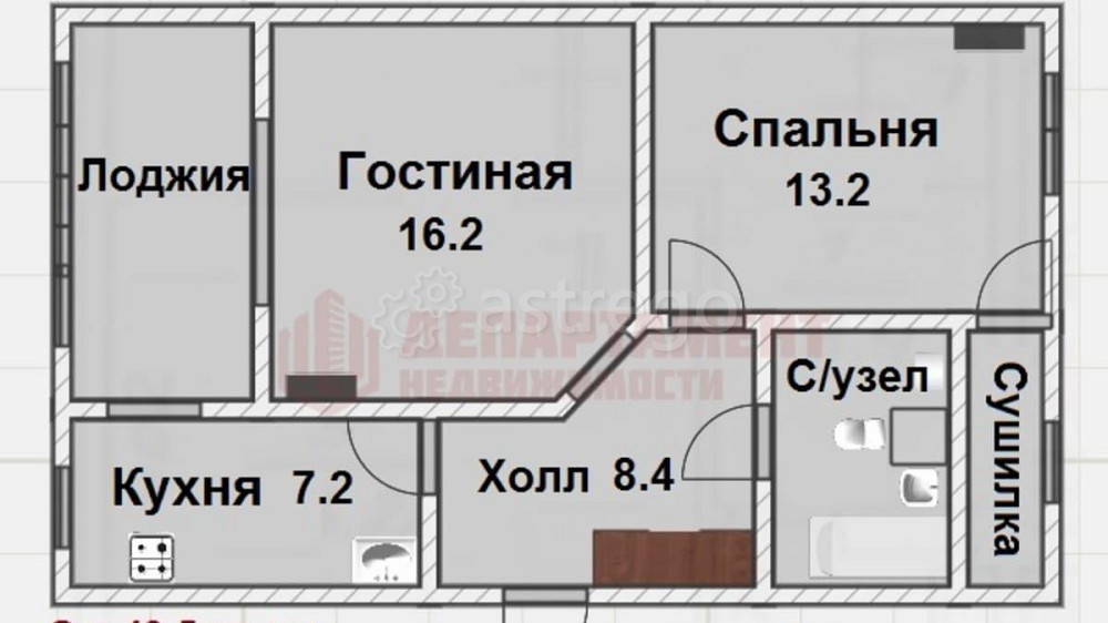 2-комн. квартира, 49.5 м2, 5/9 эт. Астрахань - изображение 10