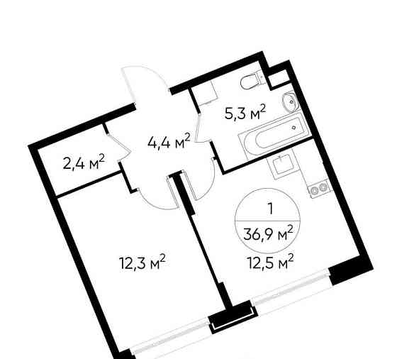 1-комн. квартира, 36 м2, 2/17 эт. Москва