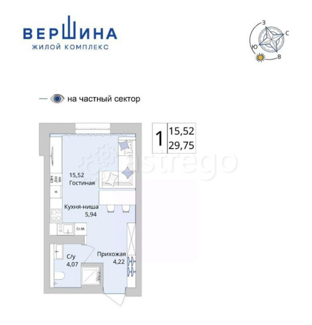 Студия, 29.75 м2, 19/25 эт. Уфа - изображение 3